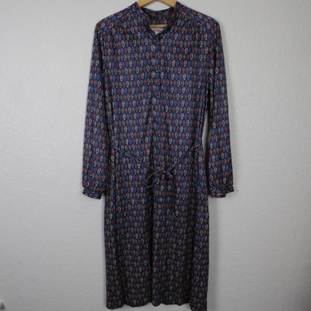 Vintage Country Miss Lord & Taylor Paisley Midi Dress SZ  XL Retro Modest Office